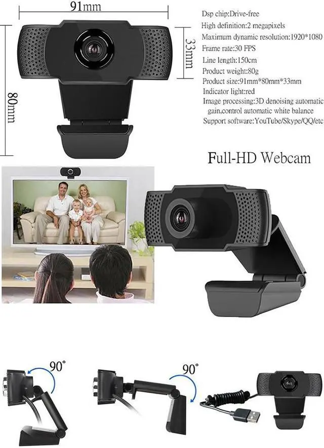 Alt view image 7 of 7 - 1080P Webcam with Microphone, Wansview USB 2.0 Desktop Laptop Computer Web Camera with Auto Light Correction, Plug and Play, for Windows Mac OS, for Video Streaming, Conference, Gaming, Online Classes
