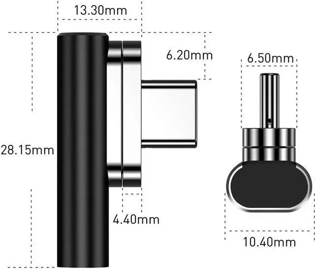 Alt view image 2 of 7 - Magnetic USB C Adapter 20Pins Type C Connector, Support USB PD 100W Quick Charge, 10Gb/s Data Transfer and 4K@60 Hz Video Output Compatible with MacBook Pro/Air and More Type C Devices
