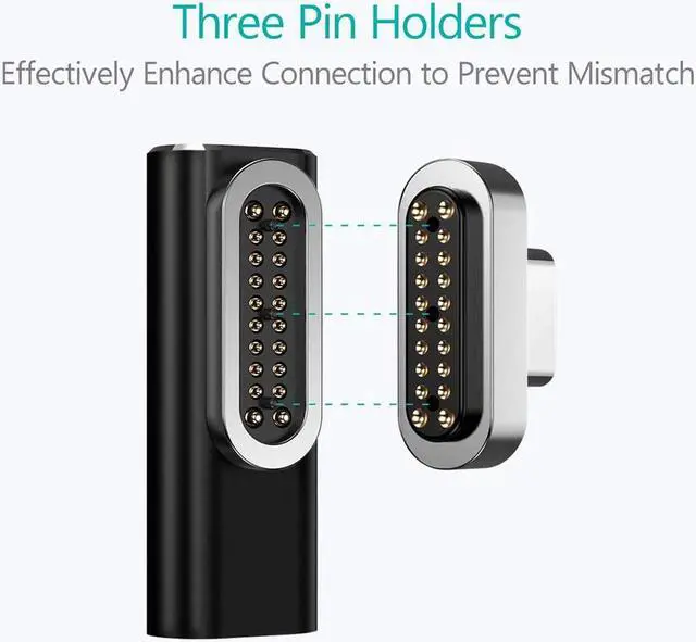 Alt view image 3 of 7 - Magnetic USB C Adapter 20Pins Type C Connector, Support USB PD 100W Quick Charge, 10Gb/s Data Transfer and 4K@60 Hz Video Output Compatible with MacBook Pro/Air and More Type C Devices