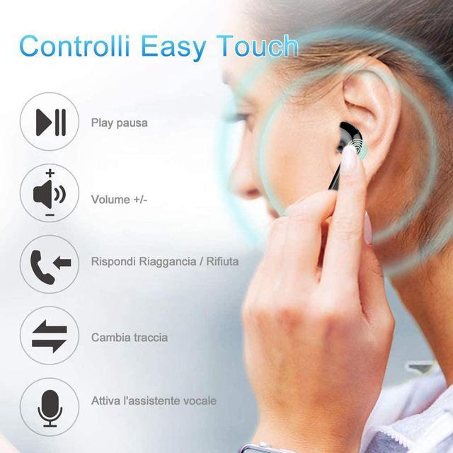 Alt view image 3 of 7 - Wireless Earbuds, Mini Bluetooth 5.0 Headphones True Wireless Headphone with Charging Case, Waterproof In-ear Headphone Touch Control Earbuds for Sport Reading (black)