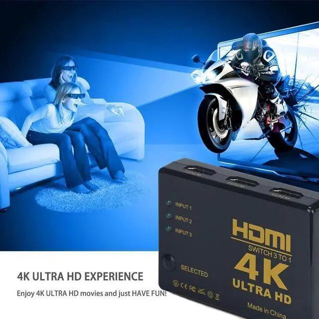 Alt view image 6 of 7 - HDMI Switch 4k, Intelligent 3-Port HDMI Switcher,Splitter, Supports 4K, Full HD1080p, 3D with IR Remote