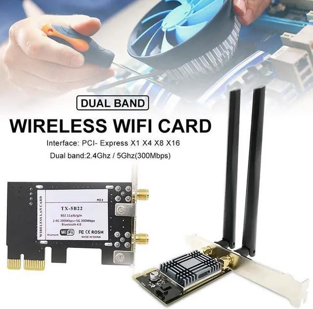 Alt view image 5 of 6 - 2.4G 5G PCIE Wireless Adapter AC 300Mbps Bluetooth 4.0 Stable WIFI Network Card Dual Band Lightweight Computer Games Pcie High Speed WiFi Adapter