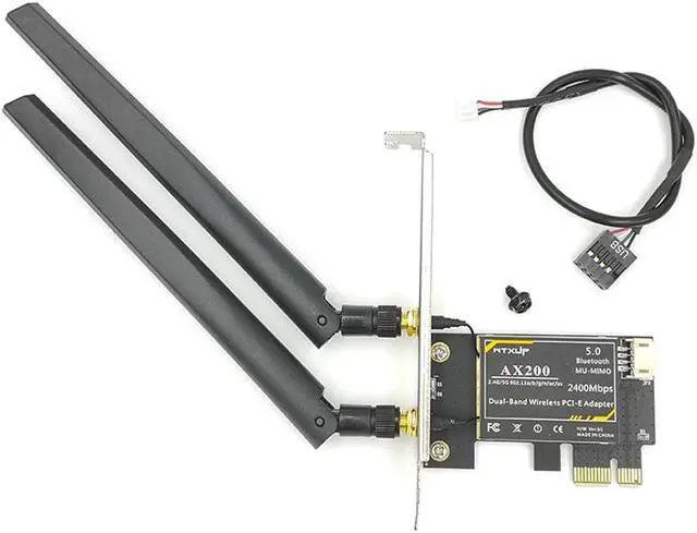 Alt view image 6 of 7 - PCIe WiFi 6 Network Card Wireless Adapter Bluetooth 5.0 AX 3000 Mbps AX200 Dual Band 5.GHz/2.4GHz PCI-E Wireless WiFi Network Adapter Card for Desktop Windows 10 64-bit