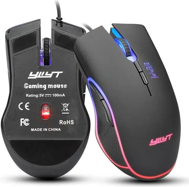 Main image of USB Wired Mouse Gaming Mice 3200DPI 7 Buttons Optical Gaming Mouse Ergonomic Mouse with 4-color Breathing Light Mouse (Color: Black)