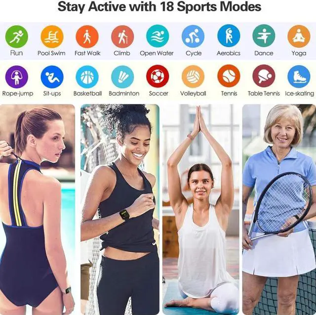 Alt view image 3 of 7 - 18 Sports Mode Smart Watch with Music Control, DIY Screen Fitness Tracker with Blood Oxygen H-R Monitor, Sleep Tracker with Pedometer Step Calories Counter for Men Women