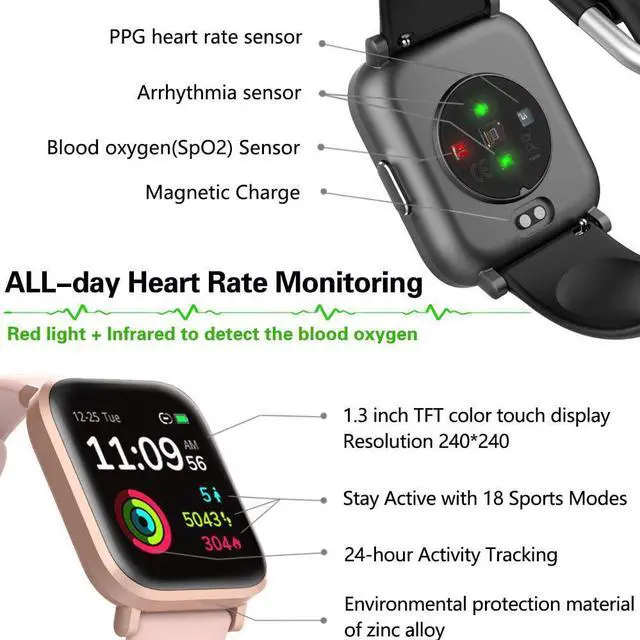 Alt view image 4 of 7 - 18 Sports Mode Smart Watch with Music Control, DIY Screen Fitness Tracker with Blood Oxygen H-R Monitor, Sleep Tracker with Pedometer Step Calories Counter for Men Women