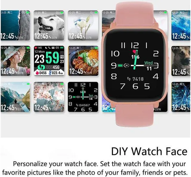 Alt view image 6 of 7 - 18 Sports Mode Smart Watch with Music Control, DIY Screen Fitness Tracker with Blood Oxygen H-R Monitor, Sleep Tracker with Pedometer Step Calories Counter for Men Women