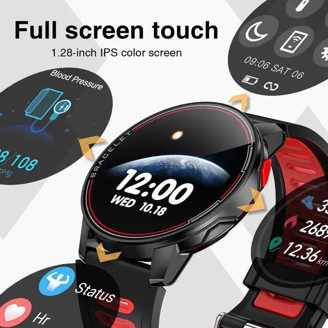 Alt view image 2 of 7 - Sports Smart Watch 1.3 Inch Full Touch Screen Watch IP68 Waterproof Men Women Fitness Tracker 360mAh Big Battery 60 days Long Standby Bluetooth Watch Silicone Strap SmartWatch for Android IOS