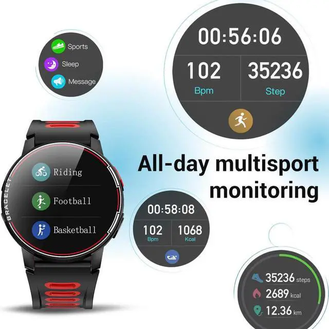 Alt view image 3 of 7 - Sports Smart Watch 1.3 Inch Full Touch Screen Watch IP68 Waterproof Men Women Fitness Tracker 360mAh Big Battery 60 days Long Standby Bluetooth Watch Silicone Strap SmartWatch for Android IOS