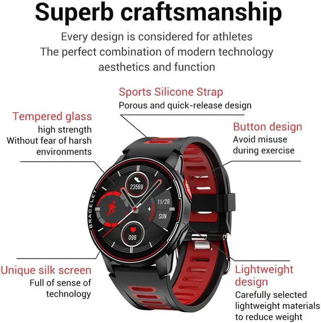 Alt view image 7 of 7 - Sports Smart Watch 1.3 Inch Full Touch Screen Watch IP68 Waterproof Men Women Fitness Tracker 360mAh Big Battery 60 days Long Standby Bluetooth Watch Silicone Strap SmartWatch for Android IOS