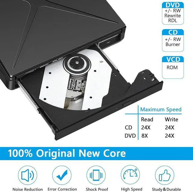 Alt view image 2 of 7 - External DVD CD Drive, USB 3.0 & Type C CD/Dvd +/- RW Burner with SD/TF Card Reader Portable Disk Player Rewriter for laptop, desktop Mac, iOS, MacBook, Windows 10/8/7 / XP/Vista/Linux