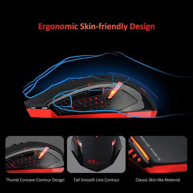 Alt view image 4 of 7 - Wireless Mouse, 2.4G USB Cordless Optical Gaming & Office Ergonomic Mice with 7 Quiet Click Buttons, 5 Adjustable DPI, Dual Energy Saving, Plug & Play for Laptop, PC, Windows, Mac etc.