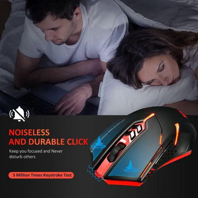 Alt view image 3 of 7 - Wireless Mouse, 2.4G USB Cordless Optical Gaming & Office Ergonomic Mice with 7 Quiet Click Buttons, 5 Adjustable DPI, Dual Energy Saving, Plug & Play for Laptop, PC, Windows, Mac etc.