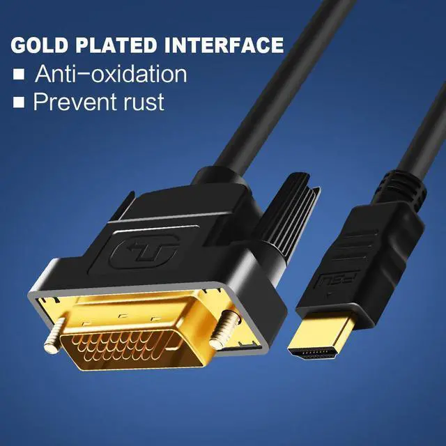 Alt view image 7 of 7 - 1080P 3D Bi-directional HDMI to DVI (DVI to HDMI) Cable DVI-D 24+1 Pin Adapter Cables for LCD DVD HDTV XBOX High Speed DVI to HDMI Cable (9.9FT / 3M)