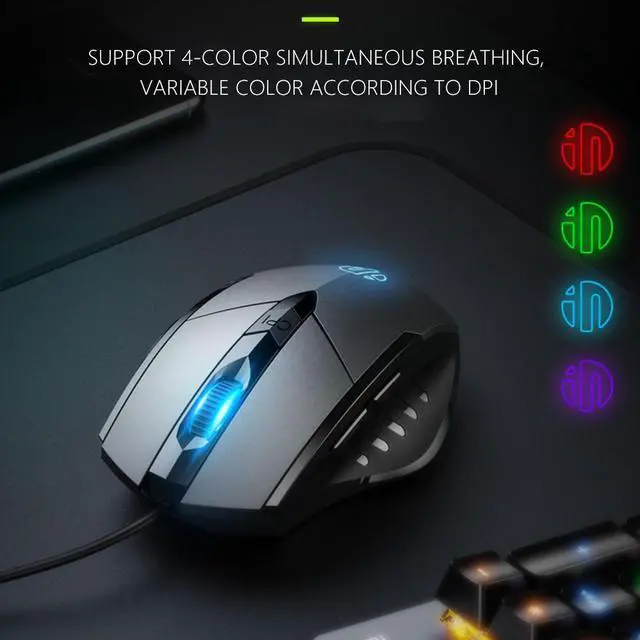Alt view image 3 of 7 - Wired Gaming Mouse, 6 Button Ergonomic Wired USB Computer Mouse Gamer Mice Silent Mause 4000DPI Optical Mouse for PC Laptop Computer
