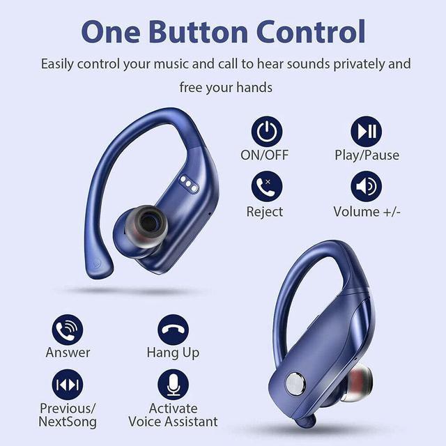 Alt view image 5 of 7 - Ture Wireless Earbuds Bluetooth Headphones 48hrs Playtime Sport Earphones with LED Display TWS Stereo Deep Bass Ear Buds with Earhooks Waterproof in-Ear Built-in Mic Headset for Running Workout