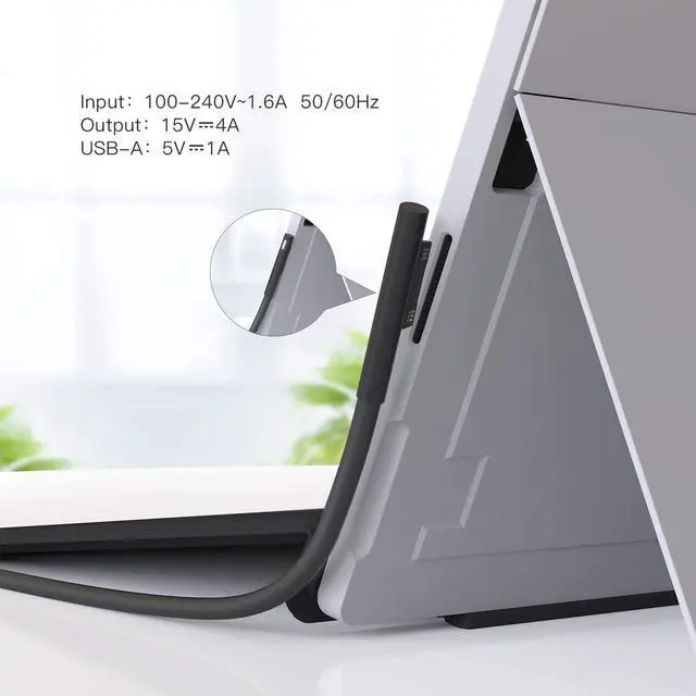Alt view image 4 of 7 - Surface Book Charger, AYNEFF 15V 4A 65W Surface Pro 7 Power Supply Compatible with Microsoft Surface Book Surface Laptop Surface Pro 7 Pro 6 Pro 4 Pro X, Surface Go, 5.9ft DC Cable with USB 5V 1A
