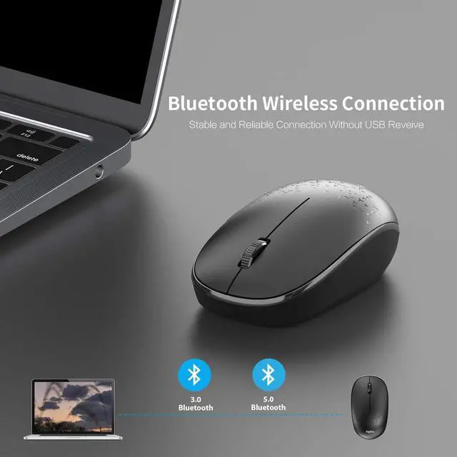 Alt view image 2 of 7 - Bluetooth Mouse, Mini Silent-Click Bluetooth 5.0/3.0 Wireless Mouse, Compatible with iPad/iPhone/Mac/PC/Tablet, 1600 DPI, 3-Button, Long Battery Life, Black