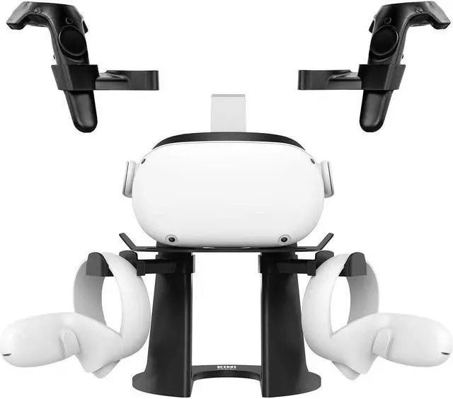 Main image of VR Stand, Headset Display Holder and Controller Holder Mount Station for Oculus Quest/Quest 2/Rift/Rift S/GO/HTC Vive/Vive Pro/Valve Index VR Headset and Touch Controllers (Black)