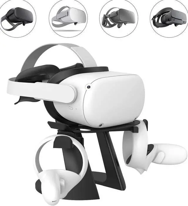 Alt view image 6 of 7 - VR Stand, Headset Display Holder and Controller Holder Mount Station for Oculus Quest/Quest 2/Rift/Rift S/GO/HTC Vive/Vive Pro/Valve Index VR Headset and Touch Controllers (Black)