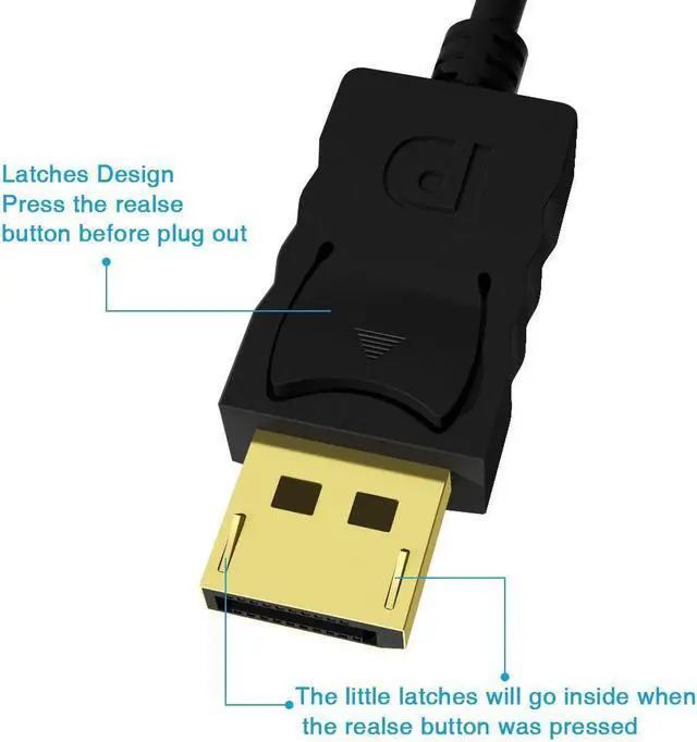 Alt view image 4 of 7 - 6ft/1.8M DisplayPort to VGA Cable, DisplayPort to VGA Adapter 6 Feet DP to VGA Cable Connects DP Port from Desktop or Laptop to Monitor or Projector with VGA Port