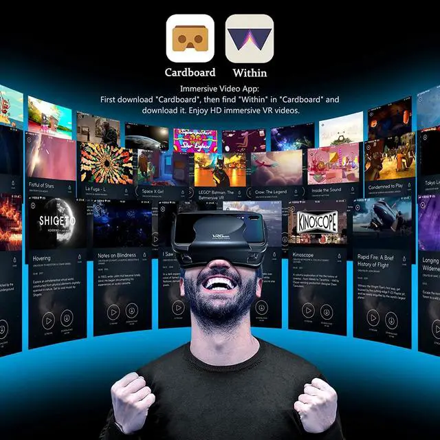Alt view image 6 of 7 - VR Headset Virtual Reality VR 3D Glasses VR Set Incl 3D Virtual Reality Goggles, Controller, Adjustable VR Glasses - Compatible with iPhone and Android Support 7 inch [with Gamepad]