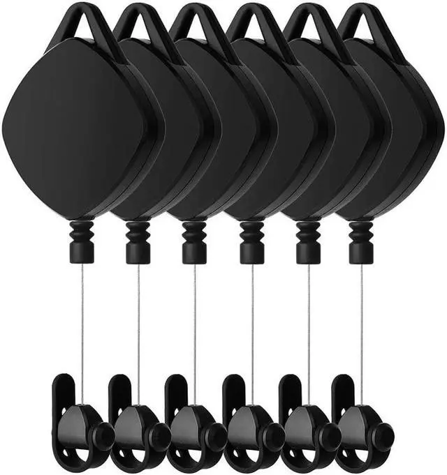 Alt view image 3 of 7 - VR Cable Management for Oculus Quest 2 Link Cable, Ceiling Hooks with Retractable Carabiner, Retractable Ceiling Pulley System for Oculus Rift/Rift S/HTC Vive/Vive Pro VR Accessories (6Pack, Black)