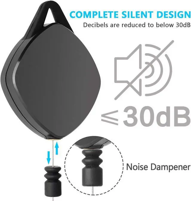 Alt view image 2 of 7 - VR Cable Management for Oculus Quest 2 Link Cable, Ceiling Hooks with Retractable Carabiner, Retractable Ceiling Pulley System for Oculus Rift/Rift S/HTC Vive/Vive Pro VR Accessories (6Pack, Black)