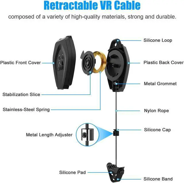 Alt view image 4 of 7 - VR Cable Management, 6 Packs Retractable Ceiling Pulley System for Oculus Quest/Quest 2/Rift/Rift S/Valve Index/HTC Vive/Vive Pro/HP Reverb G2/PSVR Link Cable (6PCS/Pack, Black)