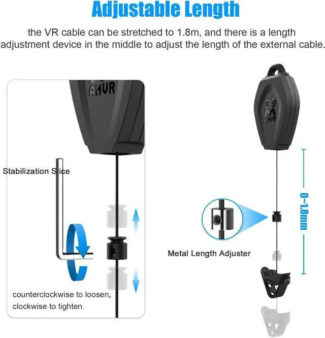 Alt view image 5 of 7 - VR Cable Management, 6 Packs Retractable Ceiling Pulley System for Oculus Quest/Quest 2/Rift/Rift S/Valve Index/HTC Vive/Vive Pro/HP Reverb G2/PSVR Link Cable (6PCS/Pack, Black)