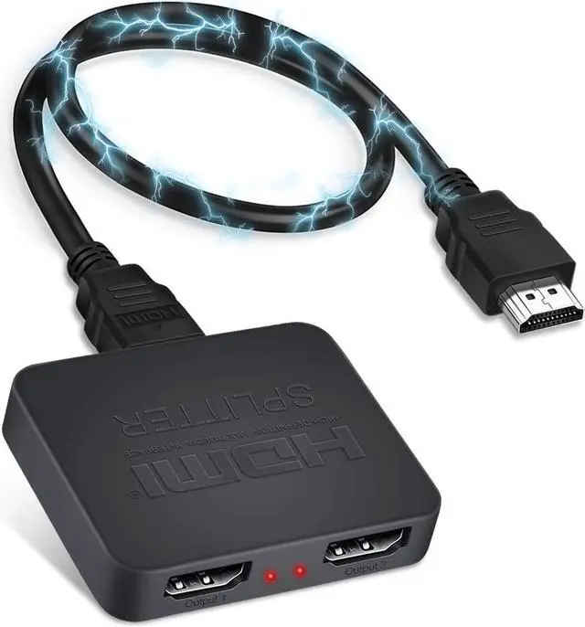 Main image of HDMI SPLITTER 1 in 2 out,4K HDMI SPLITTER for Dual Same Monitors, [Mirror Only,Not Extend], HDMI SPLITTER for 4K,1080P, 3D, [Just Duplicate,Don't Provide 2 Different Outputs]- With 1 Output HDMI CABLE