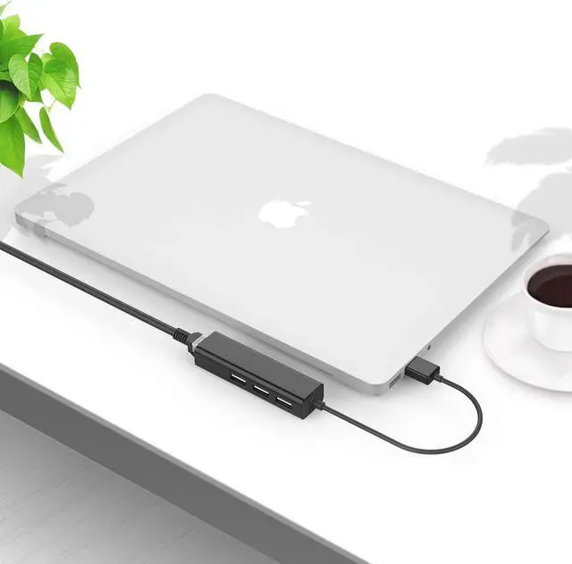 Alt view image 4 of 6 - 3 USB Ports Hub with RJ45 LAN Adapter Laptop Ethernet Dock Network Extender Compatible MacBook Air/Pro (Previous Generation), Chromebook, Windows Laptop, More (Black)