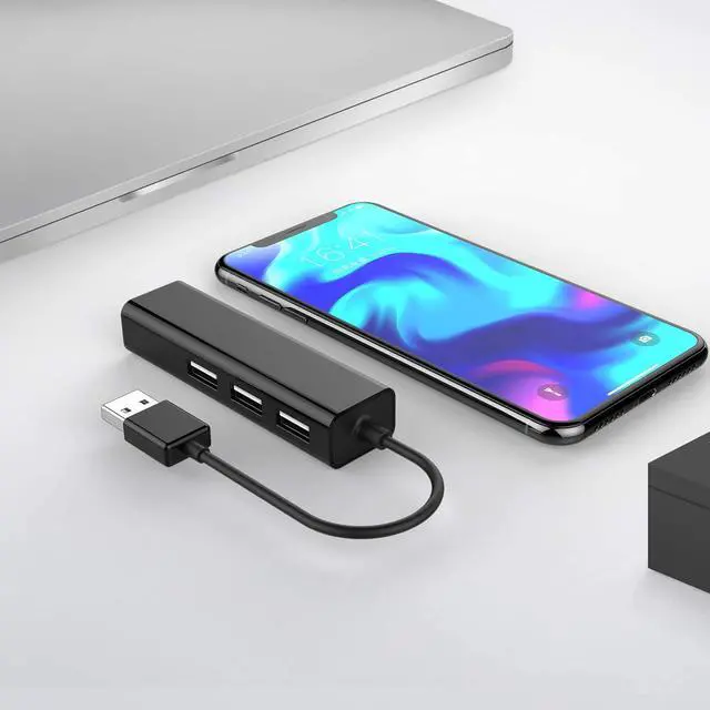 Alt view image 5 of 6 - 3 USB Ports Hub with RJ45 LAN Adapter Laptop Ethernet Dock Network Extender Compatible MacBook Air/Pro (Previous Generation), Chromebook, Windows Laptop, More (Black)