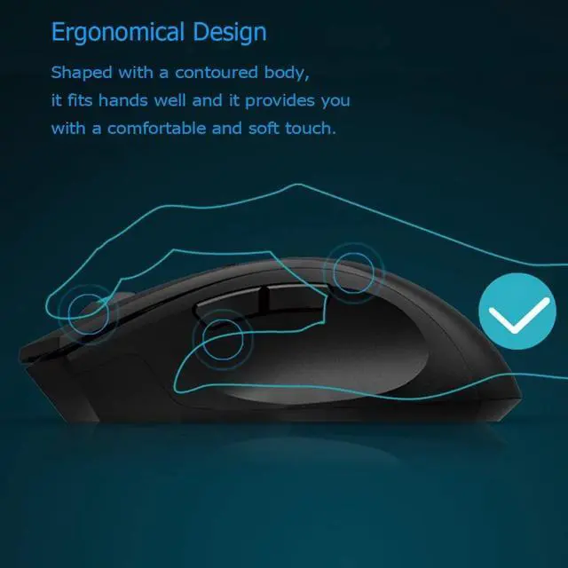 Alt view image 4 of 6 - Noiseless Wireless Mouse, i720 Erognomic Right-handed Wireless Silent Gaming Mouse For Windows and MAC - Black