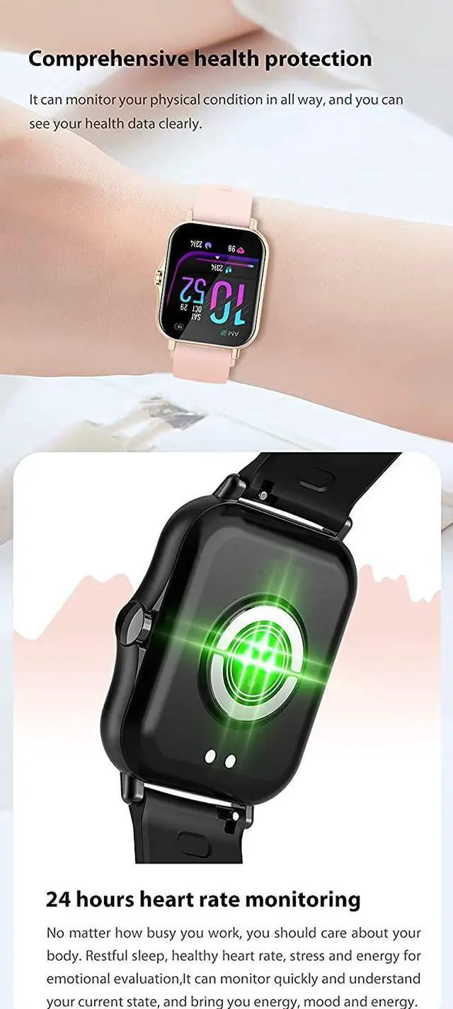 Alt view image 4 of 7 - Smart Watches, Fitness Tracker Heart Rate Monitor Watches for Men Women,1.69-inch Color Display Fitness Watch IP67 Waterproof Digital Watch (Black)