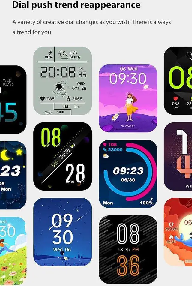 Alt view image 7 of 7 - Smart Watches, Fitness Tracker Heart Rate Monitor Watches for Men Women,1.69-inch Color Display Fitness Watch IP67 Waterproof Digital Watch (Black)