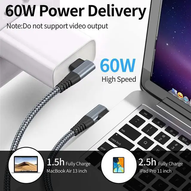 Alt view image 2 of 7 - USB C to USB C Cable Right Angle 90 Degree [2-Pack / 3.3ft / 1M], Type C 60W PD Fast Charging Cord Compatible with Samsung Galaxy S20/S20+/S21/S21 Plus/Note 20 Ultra, iPad/MacBook Pro 2020 (Grey)