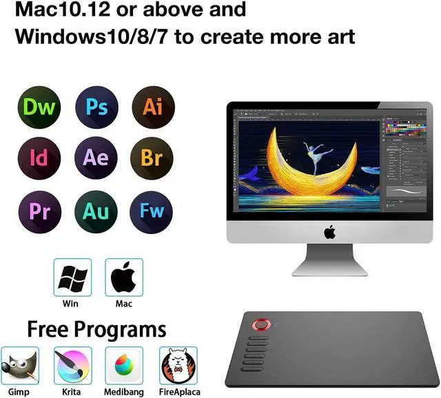 Alt view image 6 of 7 - VEIKK A15 Graphic Drawing Tablet 10x6 inch Graphics Tablet with 8192 Levels Battery-Free Stylus and 12 Shortcut Keys Art Tablet for Drawing and E-Learning/Online Classes
