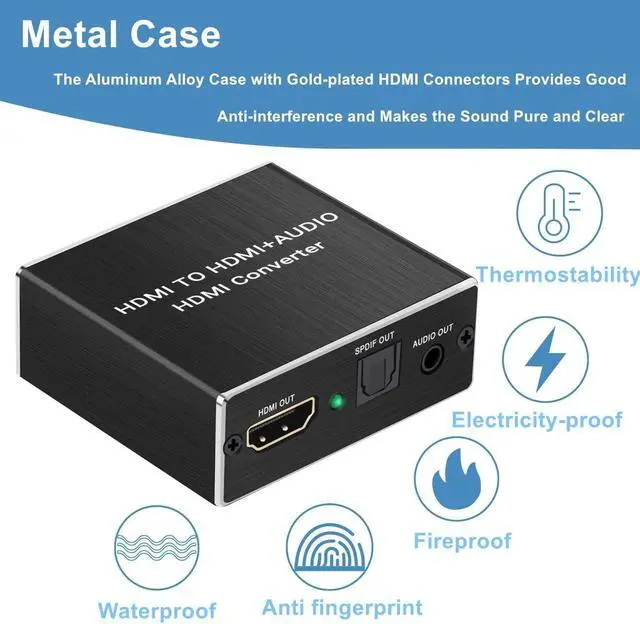 Alt view image 5 of 7 - Mini HDMI to Optical Audio Extractor, 4K @30Hz HDMI to HDMI SPDIF Splitter HDMI Toslink Converter with 3.5mm Stereo Sound out Support TV PS4 Slim Xbox Chromecast and Blu-ray DVD Player