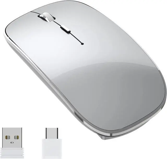 Main image of 2.4G Wireless Mouse 450mAh Chargeable Portable Silent Wireless Mouse USB and Type-C Dual Mode Wireless Mouse 3 Adjustable DPI [1000/1200/1600 DPI] for Laptop, MacOS, Android, PC (Gray)