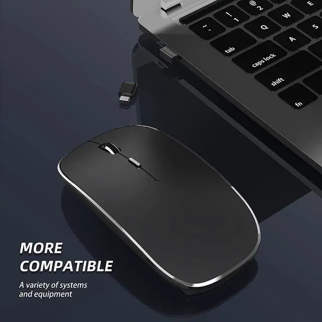 Alt view image 7 of 7 - 2.4G Wireless Mouse 450mAh Chargeable Portable Silent Wireless Mouse USB and Type-C Dual Mode Wireless Mouse 3 Adjustable DPI [1000/1200/1600 DPI] for Laptop, MacOS, Android, PC (Black)