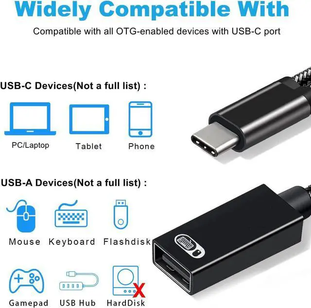 Alt view image 3 of 7 - USB C to USB Adapter with Charger, 2 in 1 USB C OTG Adapter with PD 60W Fast Charging USB C Splitter Compatible with Ga-laxy S21 S20 S20+ Note 20/10,Switch, L-G G8 V40 V30,Pixel 4 XL, Go-og-le TV