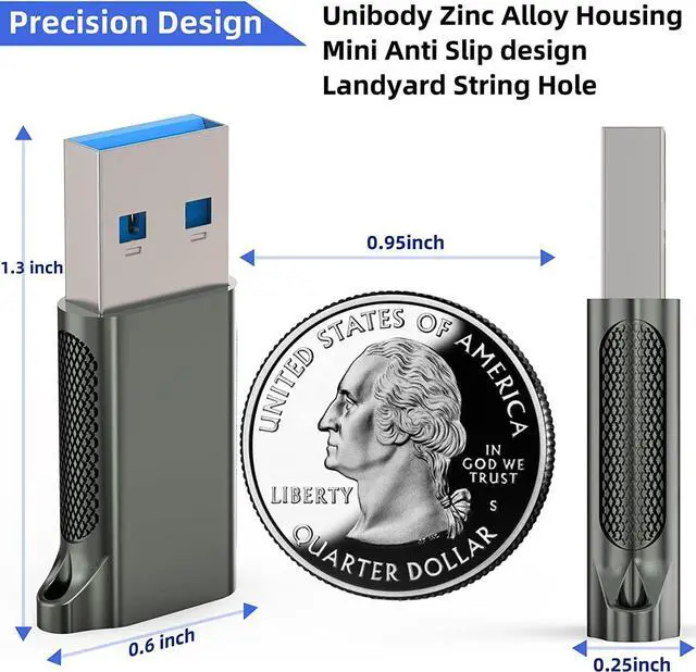 Alt view image 2 of 7 - [2 PACK] USB C Female to USB A Male Adapter 3.1 Gen 2 - True 10Gbps Type C to USB Converter Support Charging, Audio, Data Transfer USB A to USB-C Adapter