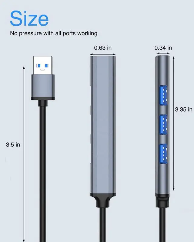 Alt view image 5 of 7 - USB Hub, 4 Port USB 3.0*1 Hub, 2.0*3 Hub Splitter for Laptop, PC, U Disk, Multiport Mini USB Adapter Expander w/Aluminum Shell, Ultra Slim 4-Pout USB Hubs Extender for Laptop, Mouse, PC