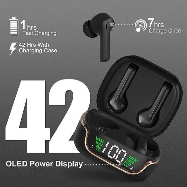 Alt view image 2 of 7 - Ture Wireless Earbuds, Bluetooth 5.3 Earphones Auto Pairing 45H True Wireless Headphones in Ear Earphones Touch Control with Built in Mic LED Display for Sports Running Headset