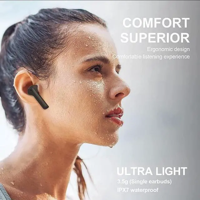 Alt view image 3 of 7 - Ture Wireless Earbuds, Bluetooth 5.3 Earphones Auto Pairing 45H True Wireless Headphones in Ear Earphones Touch Control with Built in Mic LED Display for Sports Running Headset