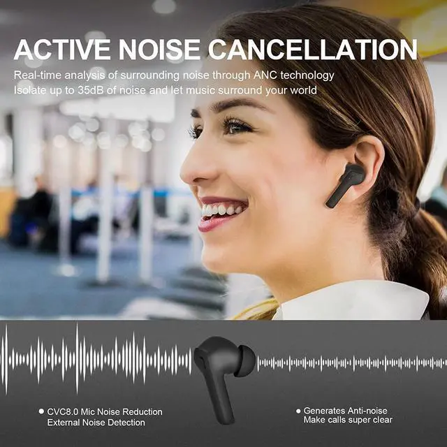 Alt view image 7 of 7 - Ture Wireless Earbuds, Bluetooth 5.3 Earphones Auto Pairing 45H True Wireless Headphones in Ear Earphones Touch Control with Built in Mic LED Display for Sports Running Headset