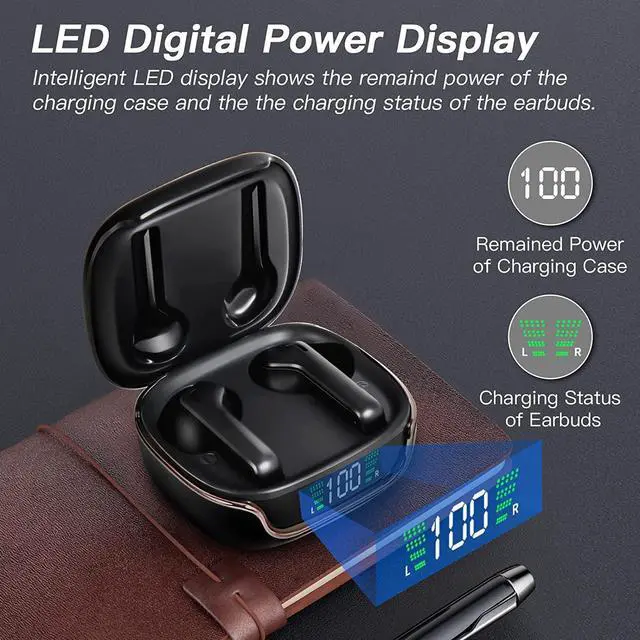 Alt view image 4 of 7 - Ture Wireless Earbuds, Bluetooth 5.3 Earphones Auto Pairing 45H True Wireless Headphones in Ear Earphones Touch Control with Built in Mic LED Display for Sports Running Headset