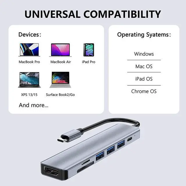 Alt view image 6 of 7 - USB C Laptop Docking Station, 7 in 1 Type C Hub Multiport Adapter with 3 USB Port, SD & TF Card Reader, 100W PD Charger, HDMI 4K, Compatible for Windows MacOS, etc(7 in 1/SD & TF) eokCXOY