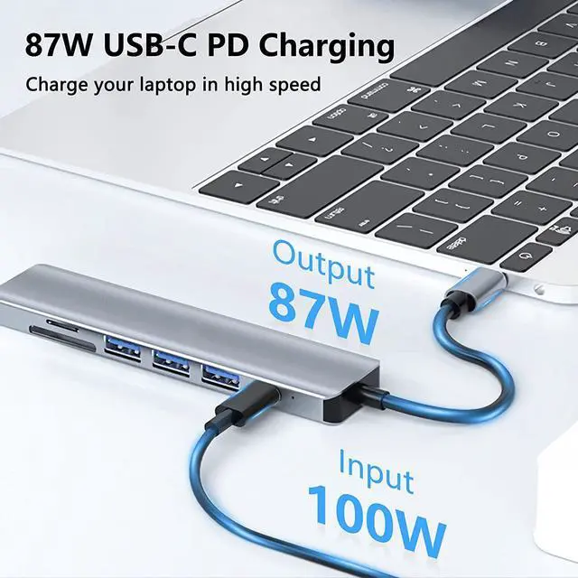 Alt view image 4 of 7 - USB C Laptop Docking Station, 7 in 1 Type C Hub Multiport Adapter with 3 USB Port, SD & TF Card Reader, 100W PD Charger, HDMI 4K, Compatible for Windows MacOS, etc(7 in 1/SD & TF) eokCXOY